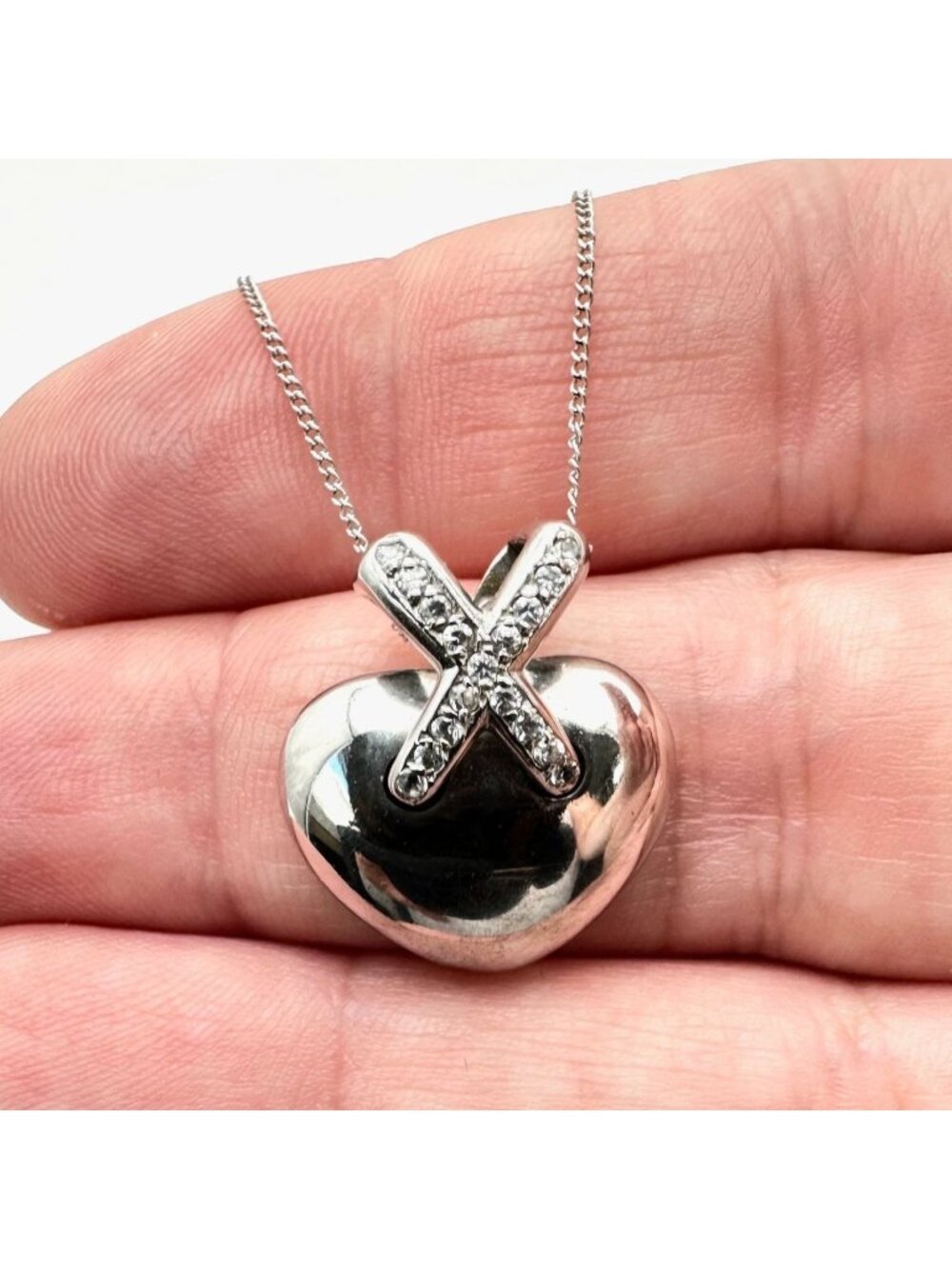 Necklace 14K White Gold Diamond Heart Pendant